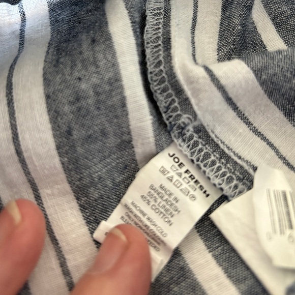 Joe Fresh Gray and White Striped Cropped Pants Linen/Cotton Blend Size L - Picture 6 of 6